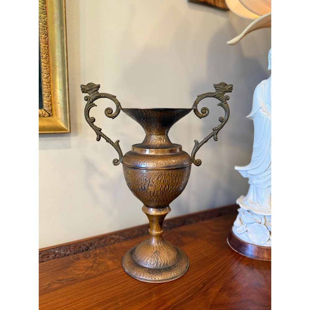 Vintage Italian Copper Urn Vase with Griffin‎ Handles
